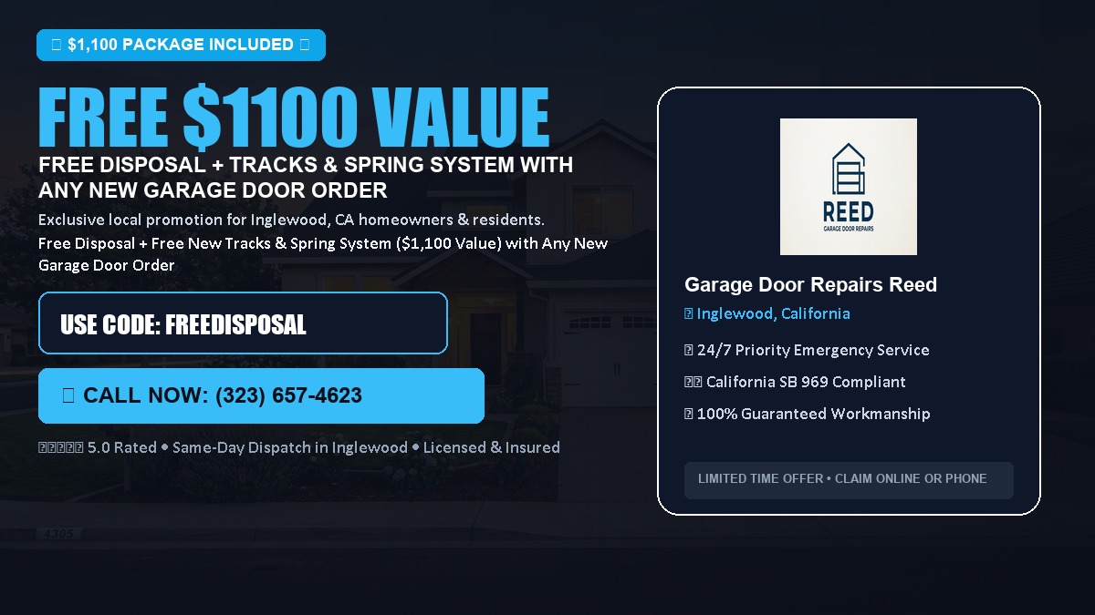 Free Disposal + Free New Tracks & Spring System with Any New Garage Door Order ($1100 Value) in Inglewood, CA